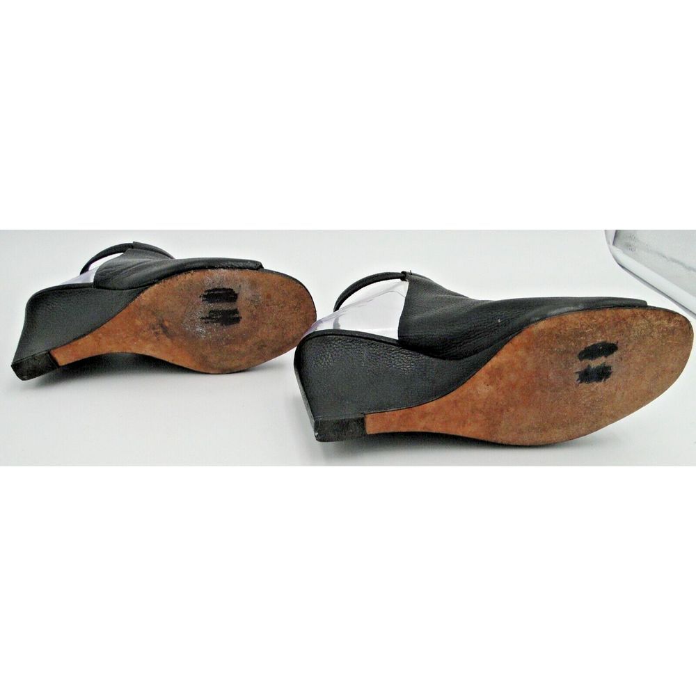 Kate Spade "Vero Cuoio" Sz 8.5M Black Wedge Leather Open Toe Sling Back Wedge - Picture 7 of 9